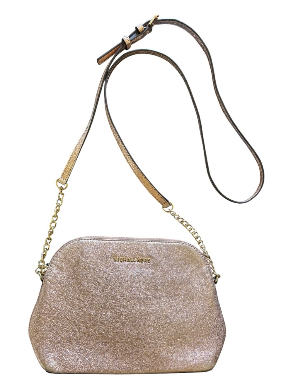 Michael Kors Metallic Rose Gold Chain Strap Crossbody GUC